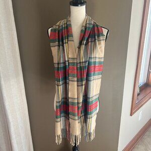 Cashmere Blend Scarf, Classic tartan plaid in camel tan, red, green etc.